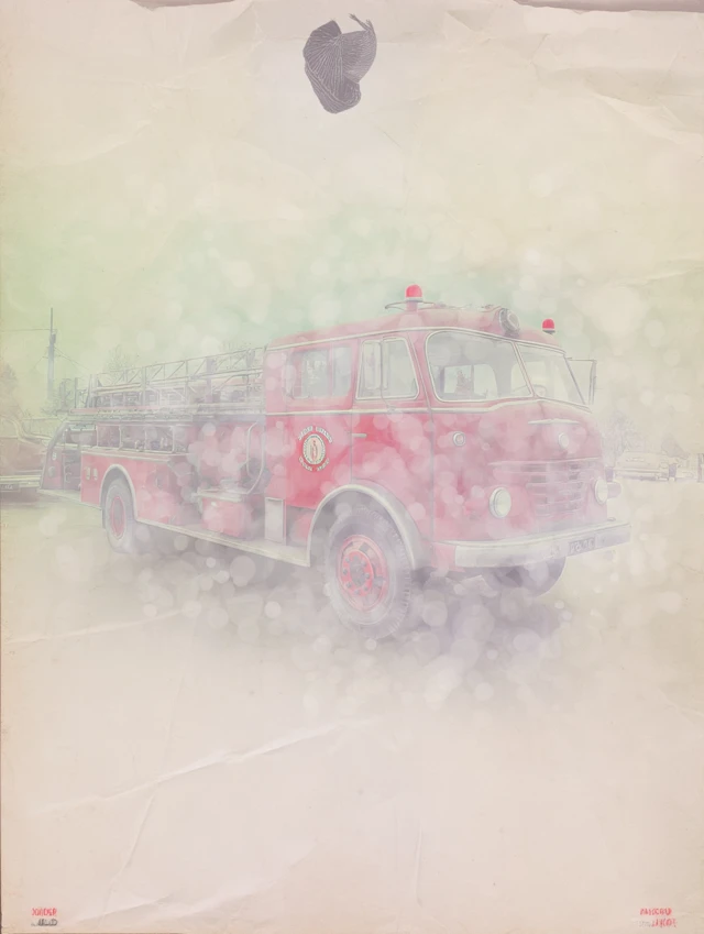 Retro Fire Truck Poster Art
