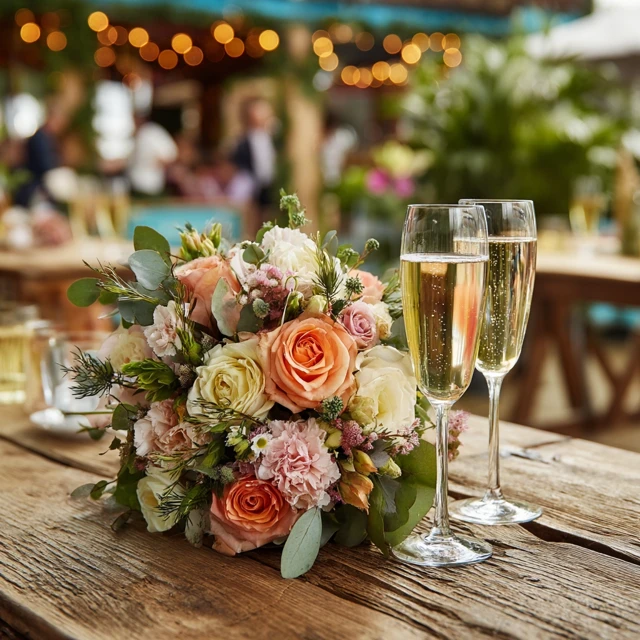 Mothers Day Bouquet Champagne Toast
