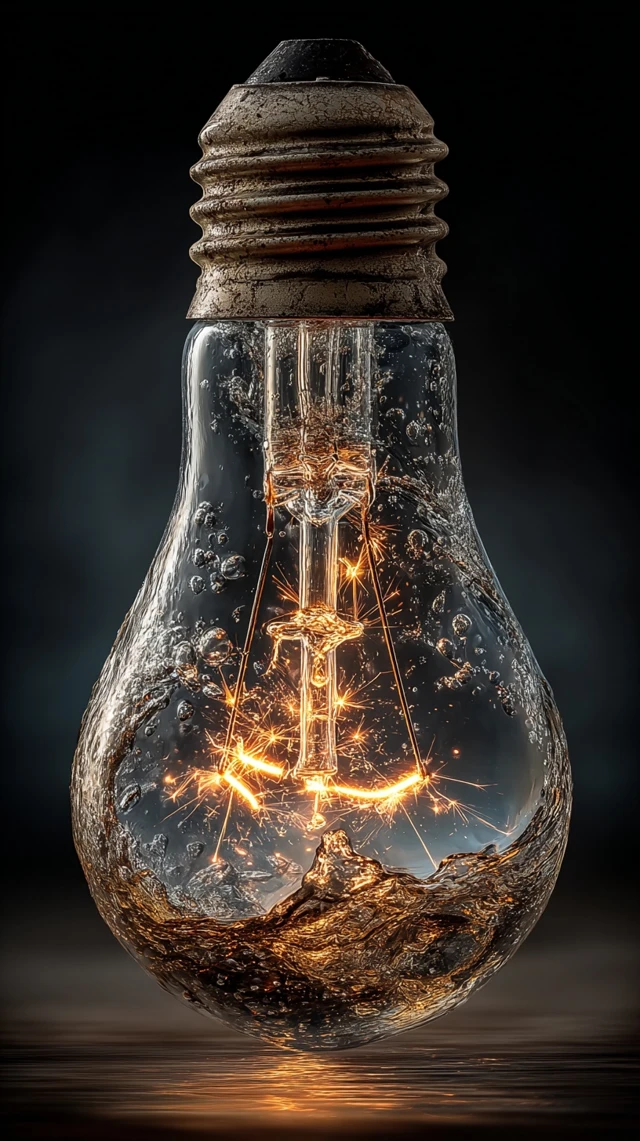 Lightbulb Submerged in Water Duality Concept