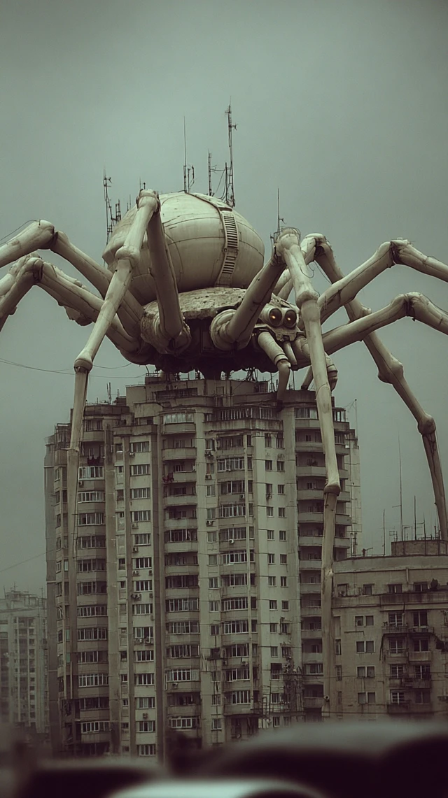 Giant Spider Over Russian City Realism
