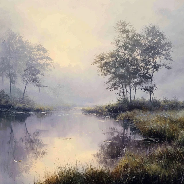 Serene Lake Landscape at Sunrise Tranquil Nature Scene