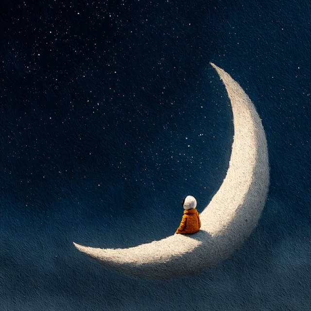 Astronaut on the Moon Galaxy Illustration