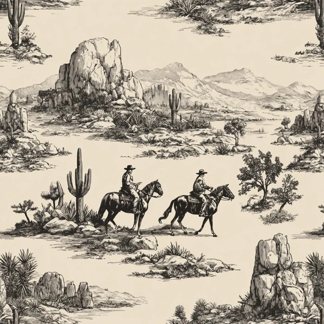 Western Cowboy Pattern Retro Print Design