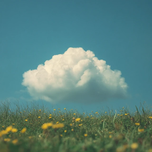 Cloudscape Soft Blue Sky and Green Meadow Photography