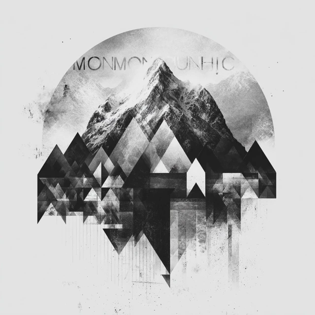 Abstract Mountain Art Monochromatic Geometric Design