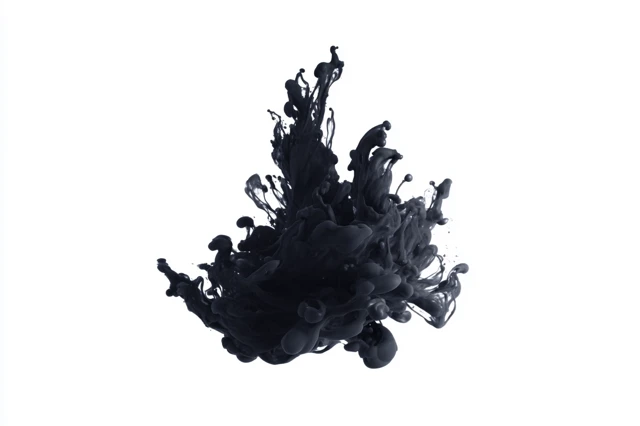 Black Ink Splash Isolated on White Background