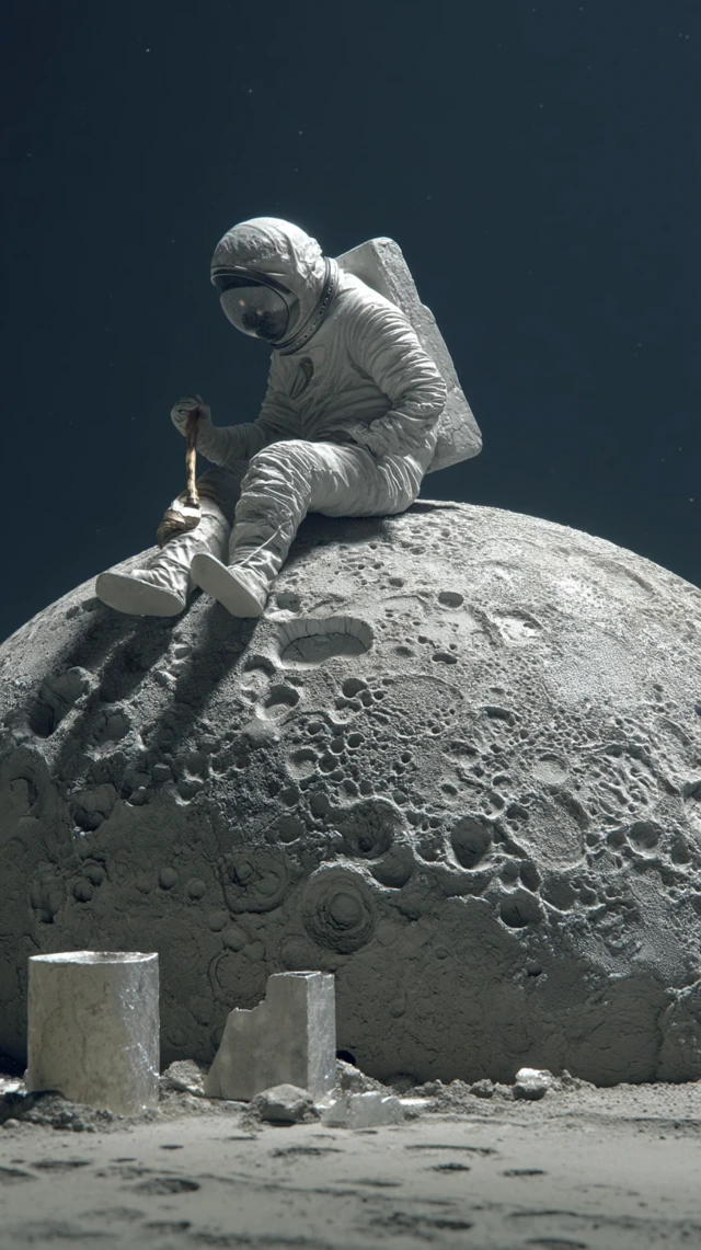 Astronaut Sculpting the Moon