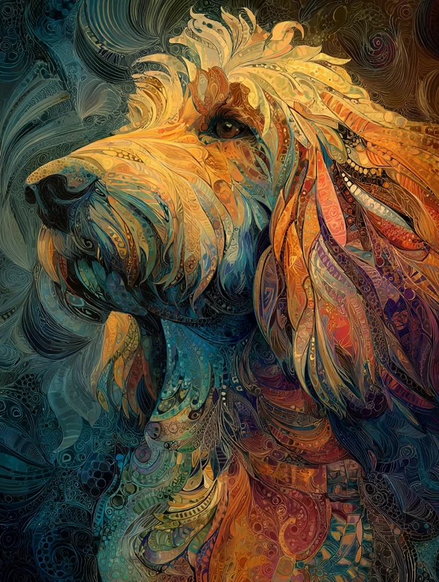 Golden Labradoodle Art Muted Tones