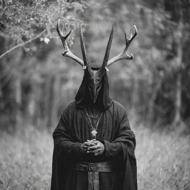Black Metal Ritual Figure With Antlers