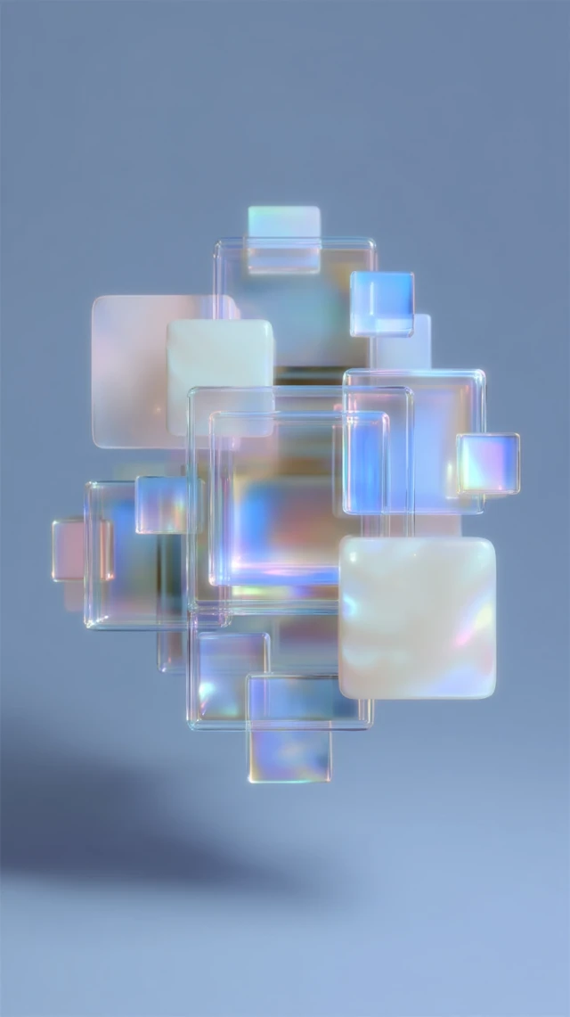 Abstract Geometric Shapes Pastel Blue Cream 3D Design
