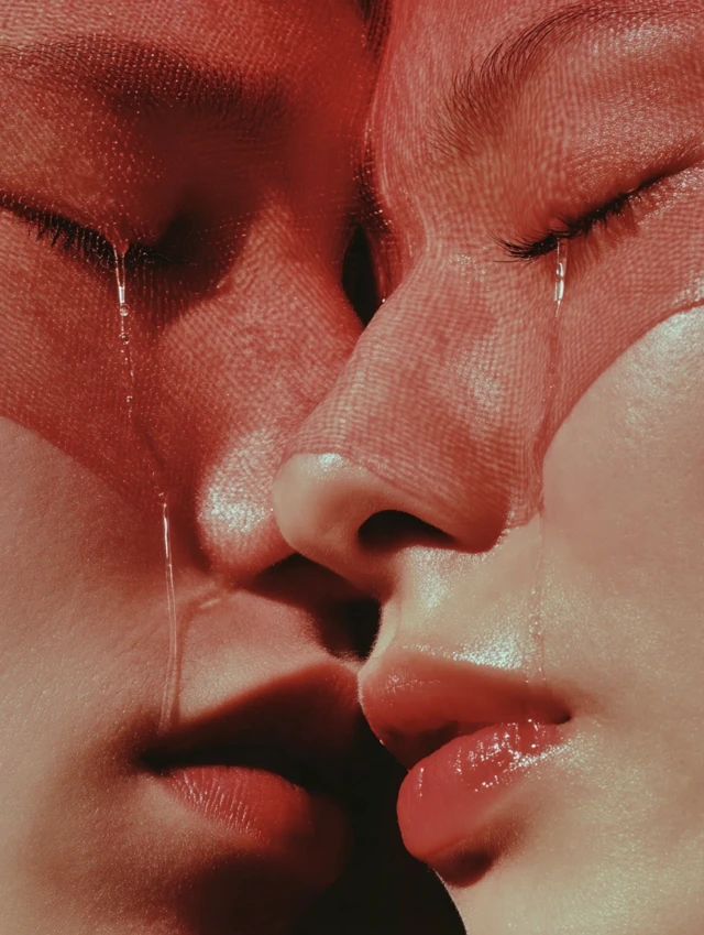 Crying Kiss Crimson: Poetic Sadness in Red Light