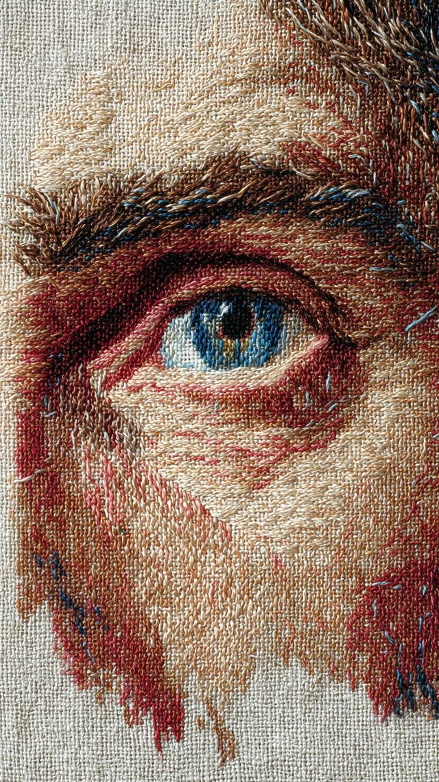 Christs Face Cross Stitch Embroidery Art
