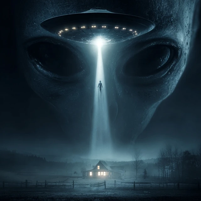 Alien Abduction Nighttime Scene