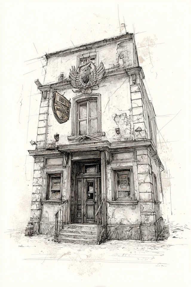 Pencil Sketch of Le Perroquet Magique Tavern