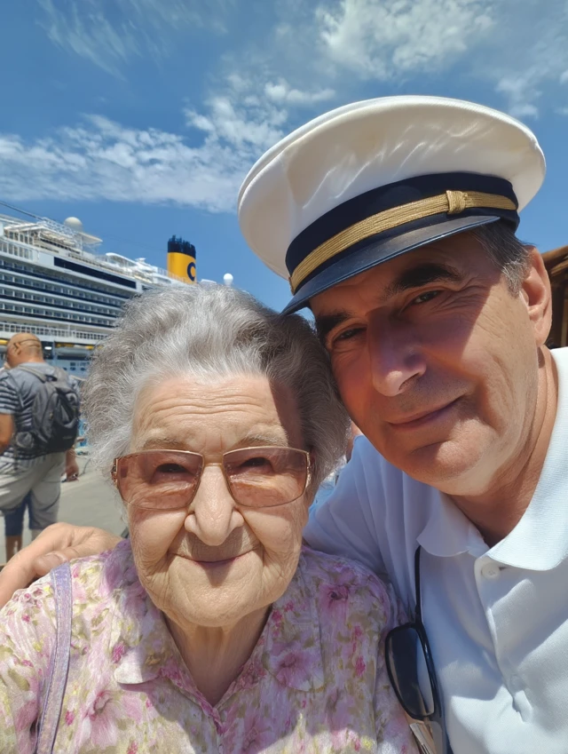 Grandmother and Grandfather Cruise Ship Photo