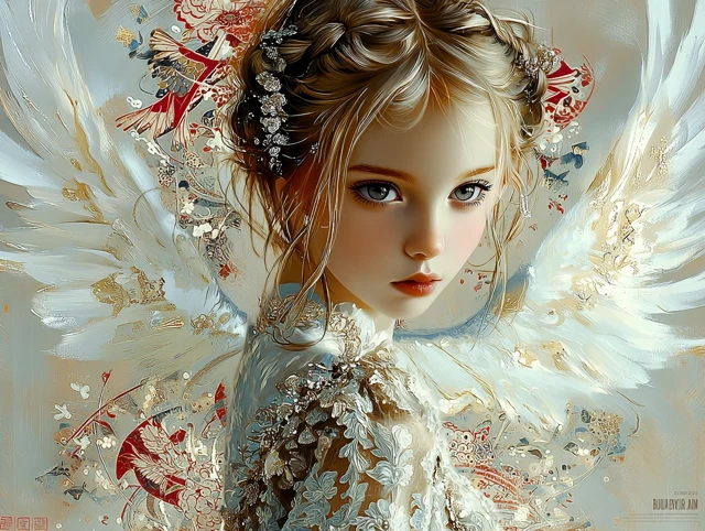 Anime Angel Girl in Empire Dress