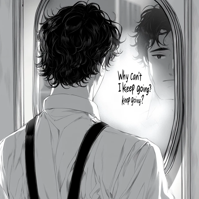 Manga Man Mirror Reflection Introspection
