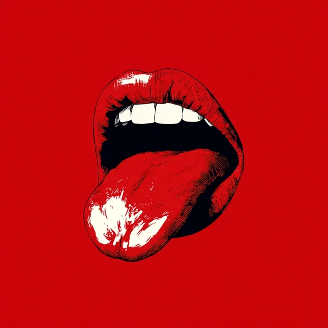 Cute Red Lips with Tongue Vector Art
