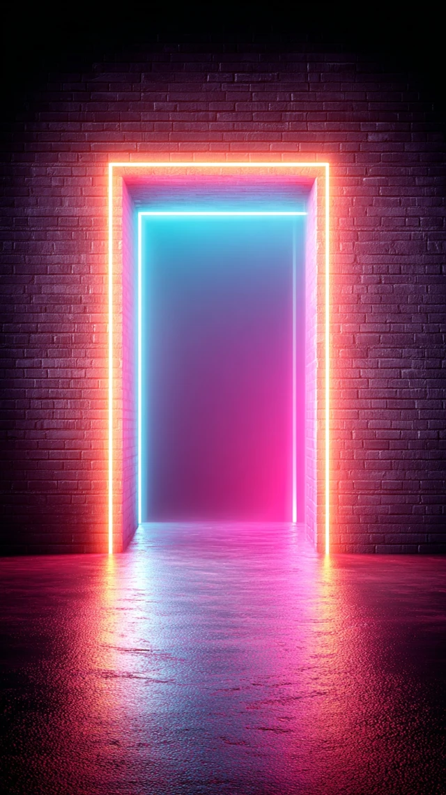Neon Pathway Light Tunnel Abstract