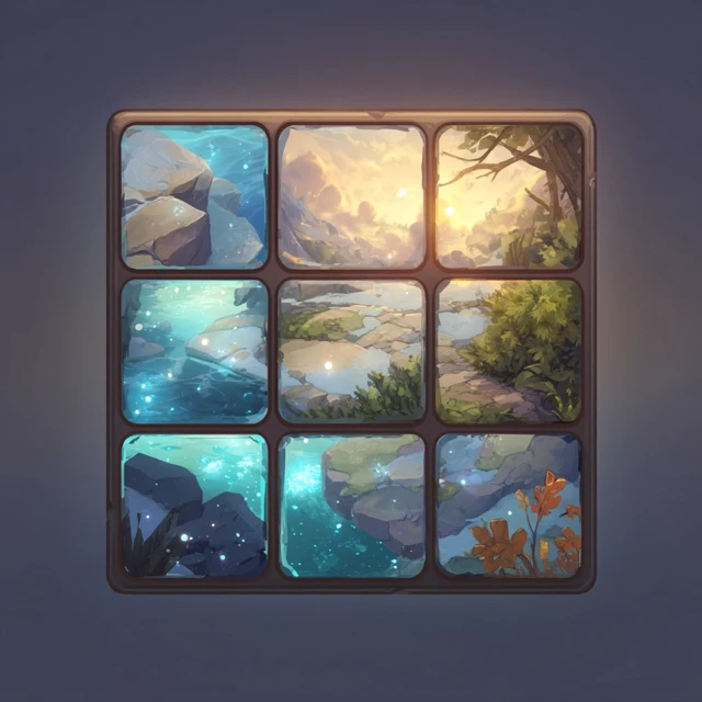 Sliding Tile Game Icon Nature Puzzle