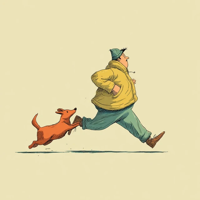 Man Running With Dog 3D Illustration