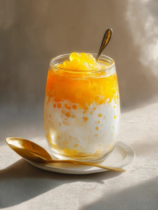 Mango Yuzu Sago Drink Art Cinematic Lighting