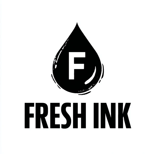 Fresh Ink Logo Design: Modern Monochrome YouTube Watermark