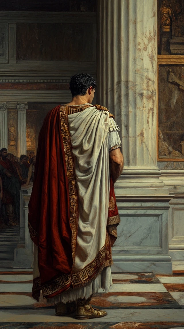 Roman Emperor in Robes Dramatic Scene
