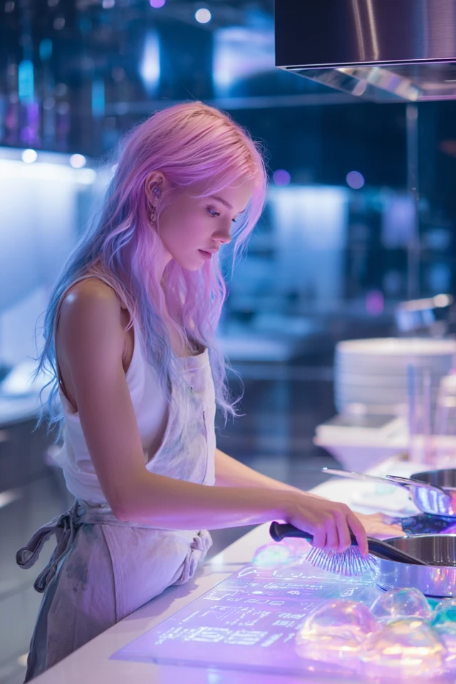 Futuristic Chef in a Stylish Kitchen
