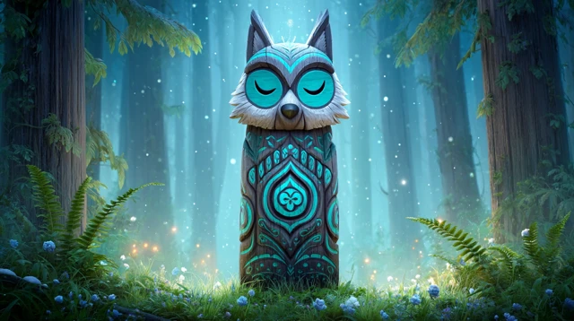 Wolf Totem Guardian in Magical Forest