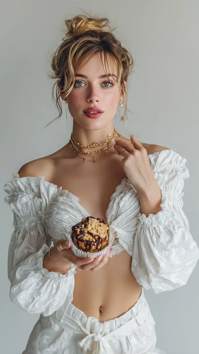 Beautiful Woman with Cake Instagram Style Photo