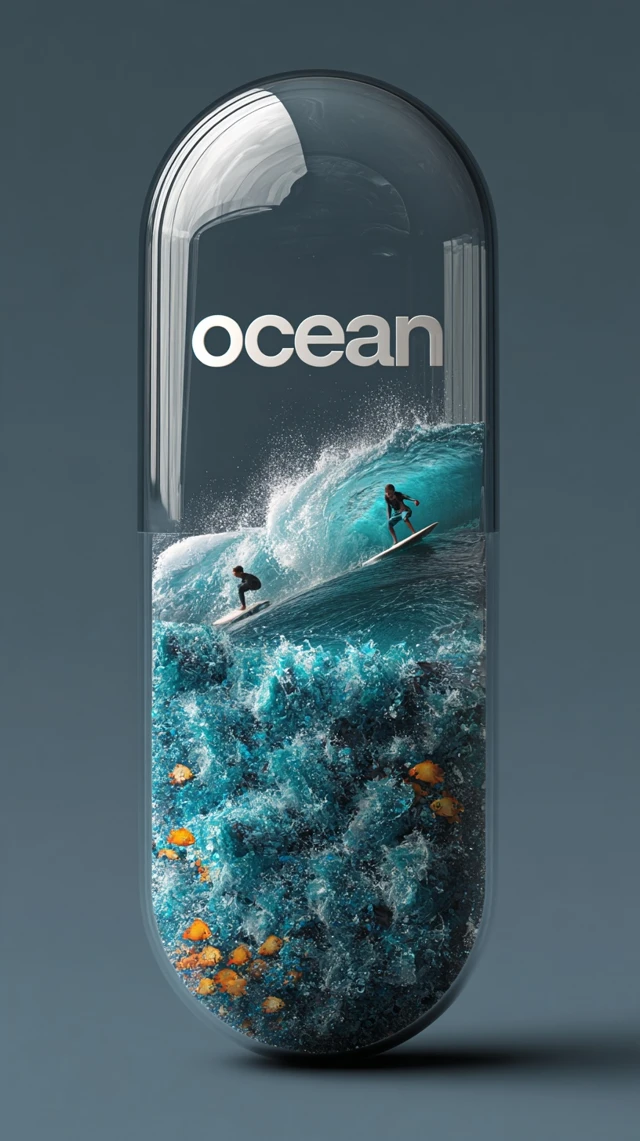 Ocean in a Capsule Miniature Ocean Surfers Fish