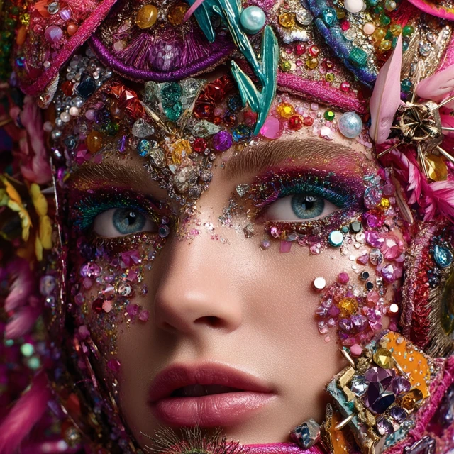 Colorful Face Makeup Jewellery Elegant Vogue