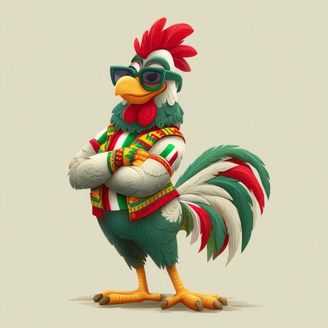 Cartoon Rooster Mascot in Nigerian Style