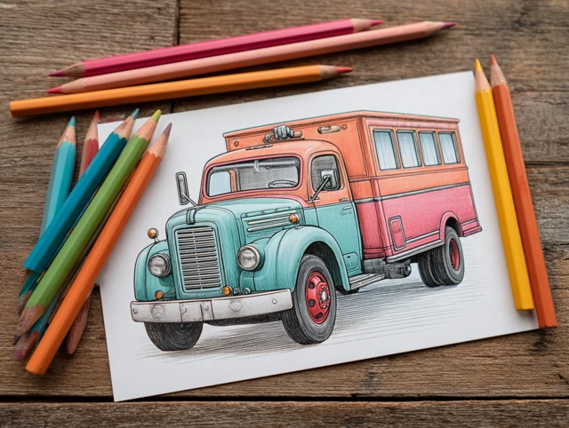 Truck Coloring Page for Kids Printable Activity