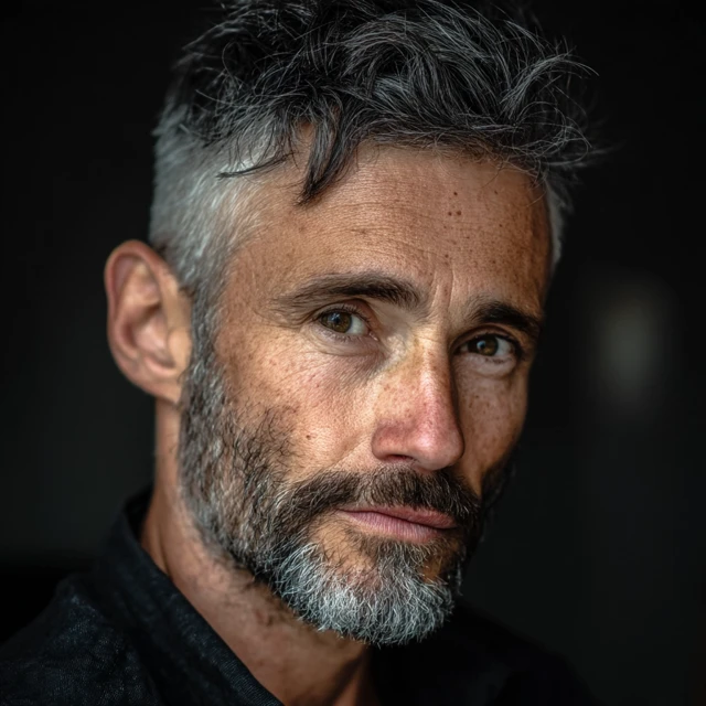 Portrait of a Mature Man with Gray Hair