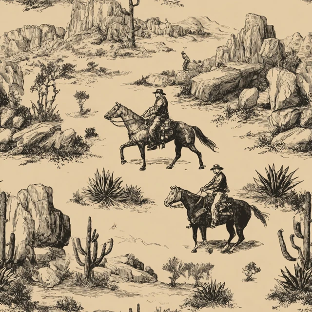 Western Cowboy Pattern Retro Print Design