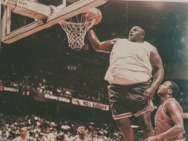 Obese Man Dunks Over Michael Jordan 90s NBA Photo