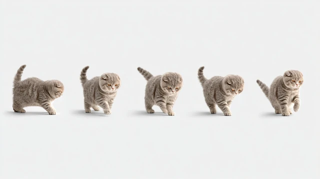 Scottish Fold Cat in Action Playful Photo