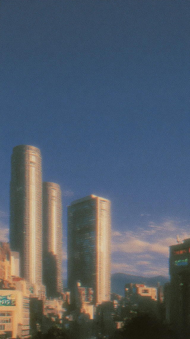 Abstract Low Poly Skyline with Glitch Green Accents