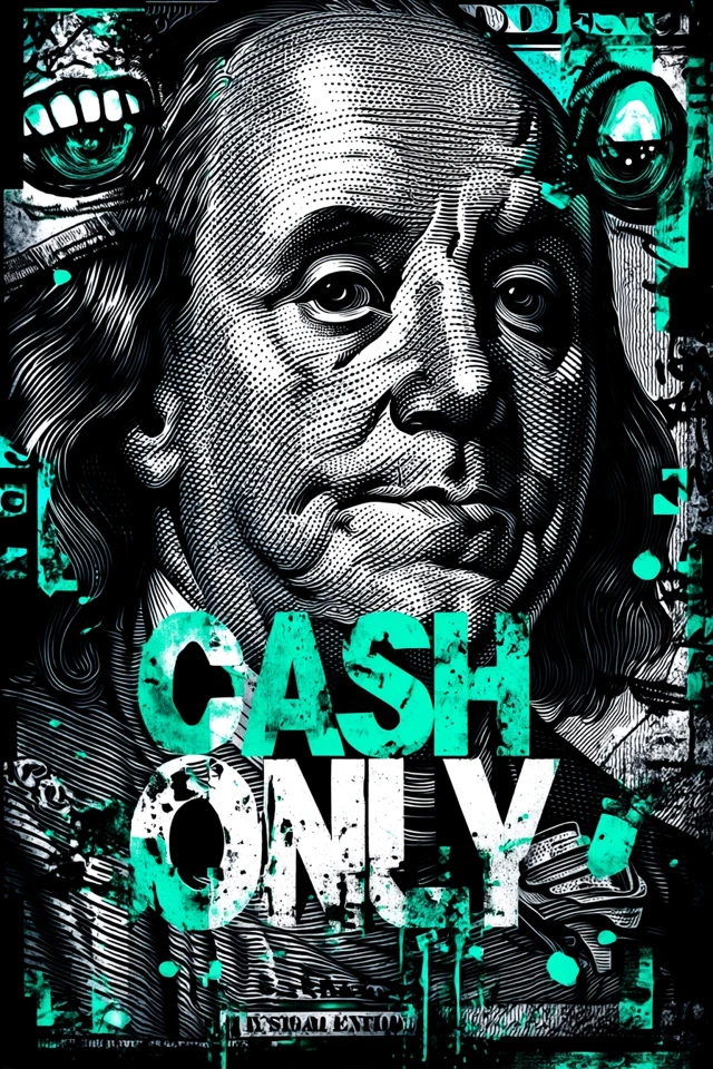 Cash Only Benjamin Franklin Poster Art