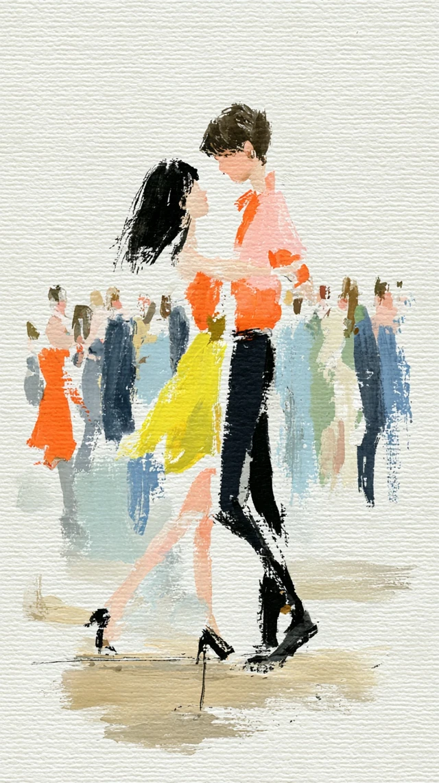 Kids Ballroom Dance Illustration Orange Dress Shirt