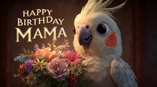 Cute Cockatiel Birthday Card for Mama