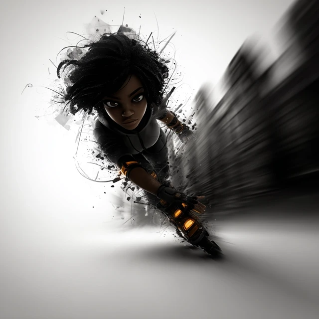 Cyberpunk Rollerblader in Motion Anime Illustration