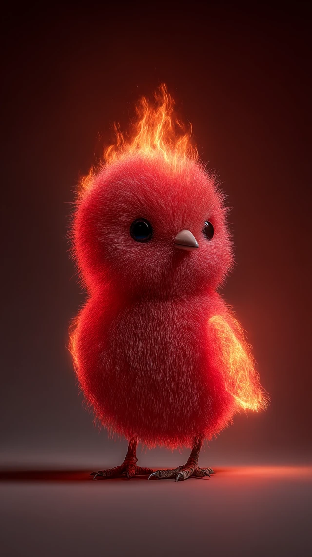 Cute Flaming Phoenix Bird 3D Render 8k Quality