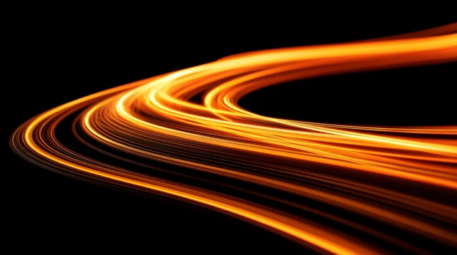 Glowing Orange Light Trails Abstract Art