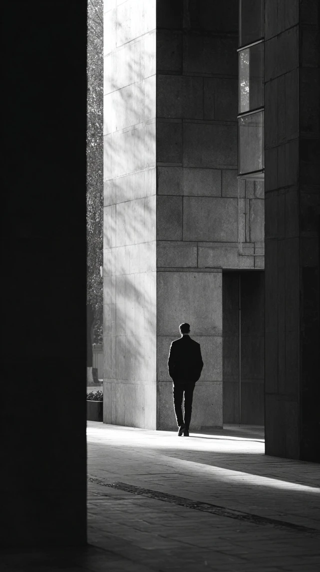 Urban Silhouette A Contemplative Moment in Gray