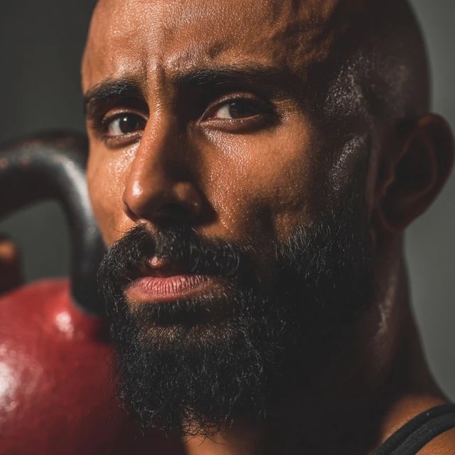 Pakistani Man Kettlebell Training Fitness Portrait