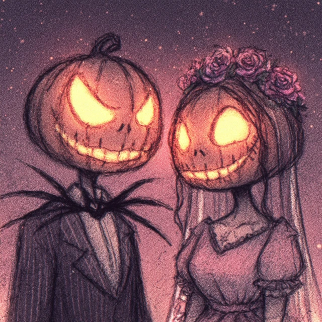 Halloween Jack Skellington and Bride Art