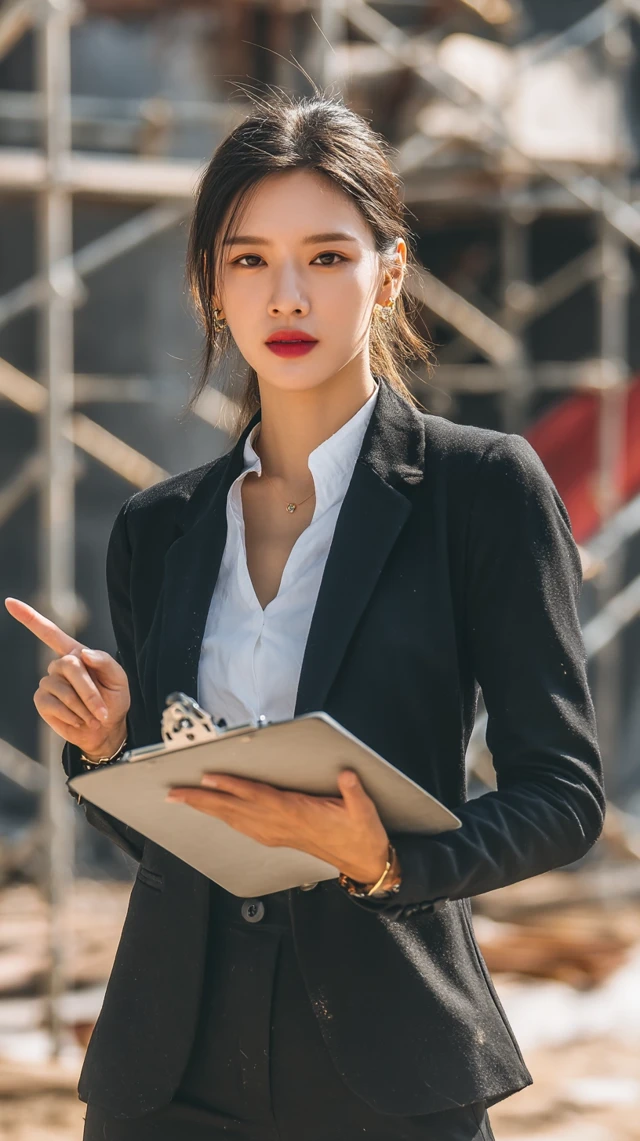 Korean CEO at Construction Site Confident Portrait